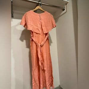 1930s Peach Pink Dress Drape Cape Dolman Sleeve Flutter Size Small